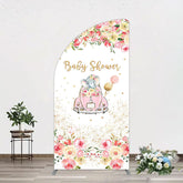 Lofaris Colorful Floral Elephant Baby Shower Half Moon Arch Backdrop